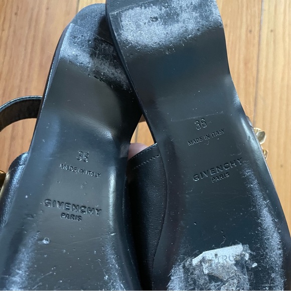 EUC Givenchy G Chain Slingback Leather Flats Mules with Gold Chain - Picture 10 of 11